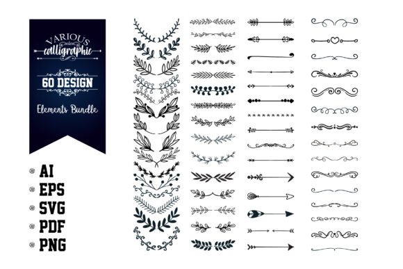 Download Various Calligraphic Design Elements Set - Element Collection
