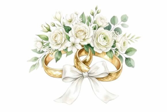 Download Gold Wedding Rings White Flowers - Premium Resources