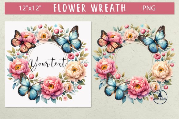 Download Butterfly Flower Frame Floral Wreath Png - Frame Collection